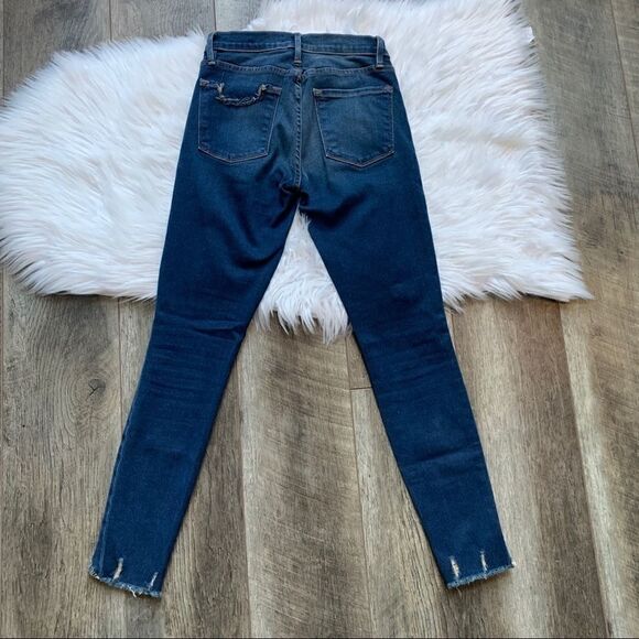 Frame Denim Le Skinny De Jeanne Frayed Triangle-Hem Jeans Size 25 - Picture 11 of 12